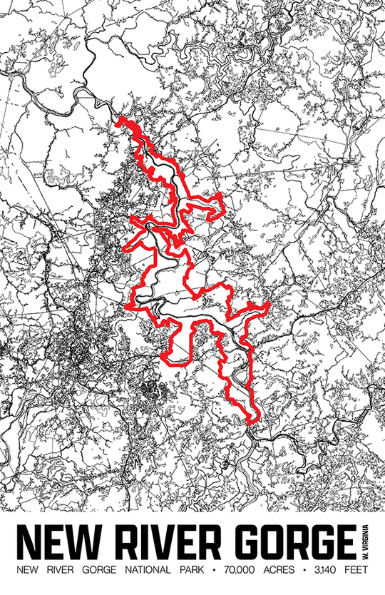 New River Gorge National Park and Preserve – Perimeter Map Print