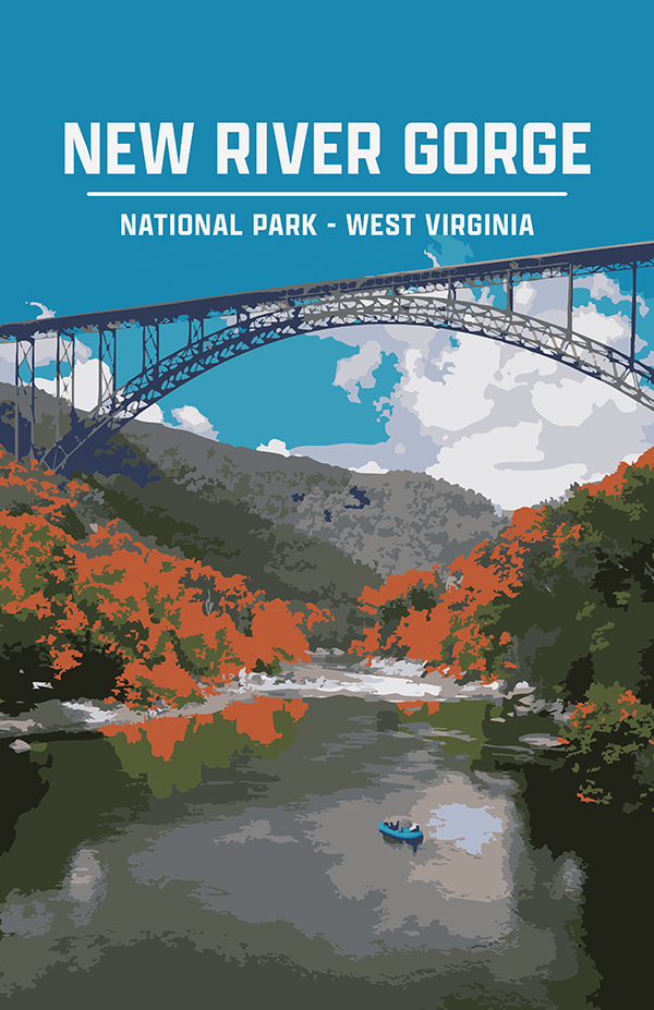 New River Gorge National Park and Preserve Print | Vintage Style