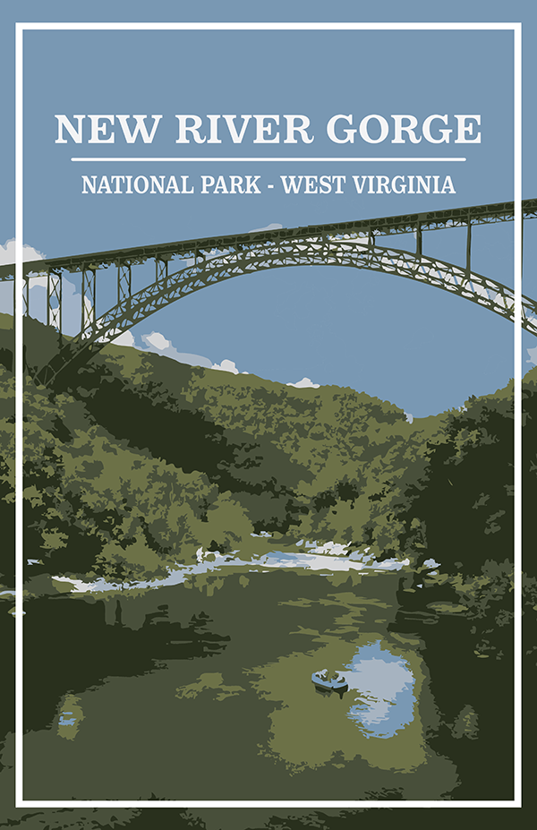 New River Gorge National Park and Preserve Print | Vintage Style