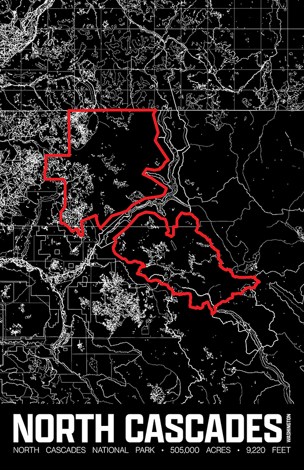 North Cascades National Park – Perimeter Map Print