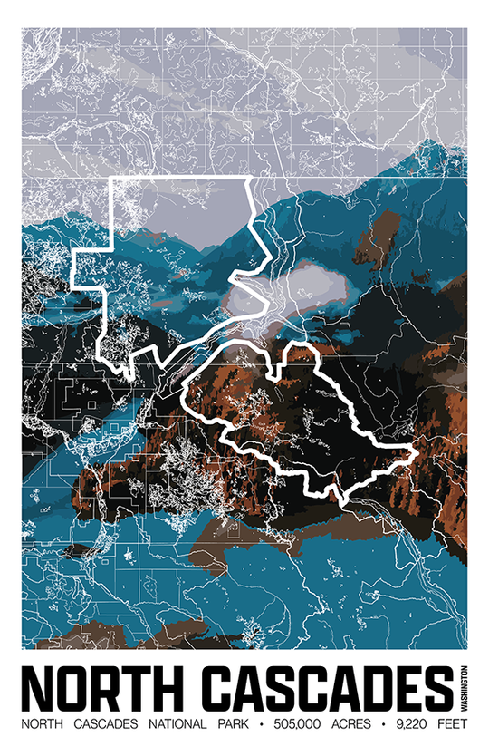 North Cascades National Park – Perimeter Map Print
