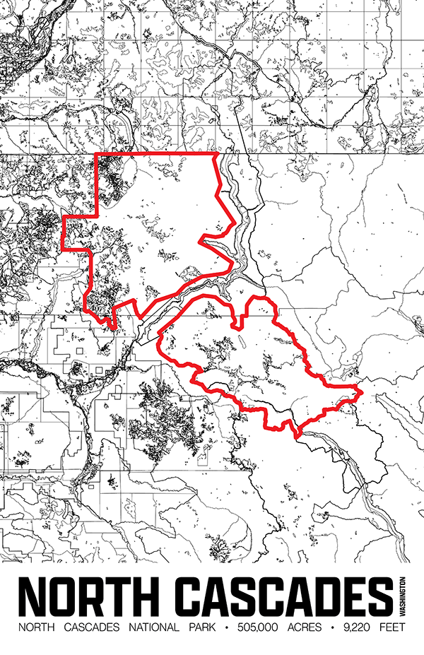 North Cascades National Park – Perimeter Map Print