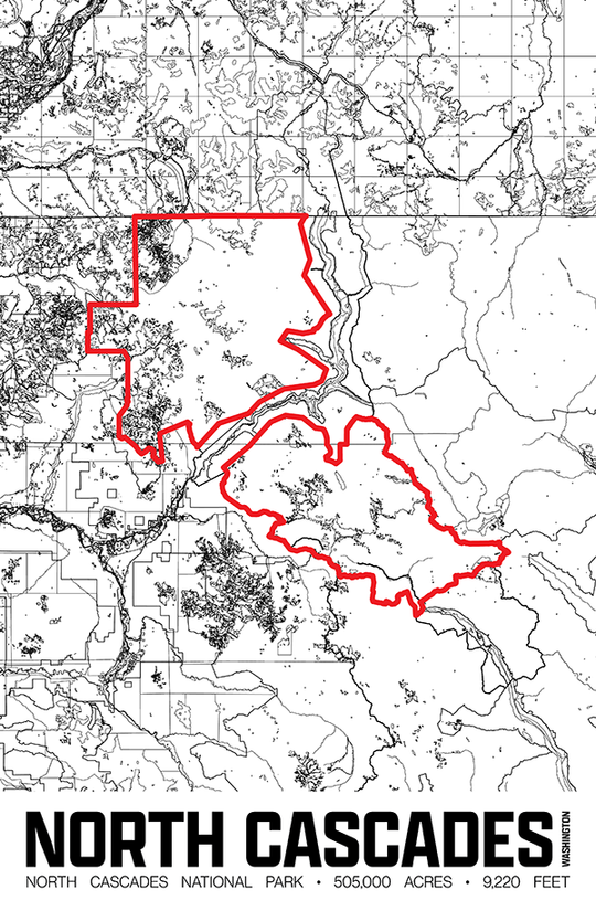 North Cascades National Park – Perimeter Map Print