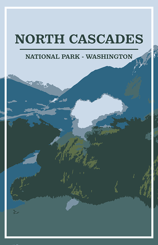 North Cascades National Park Print | Vintage Style
