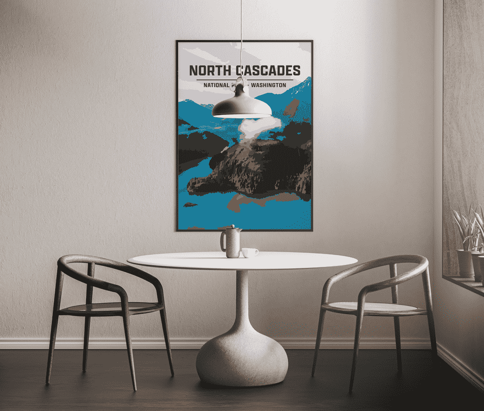 North Cascades National Park Print | Vintage Style