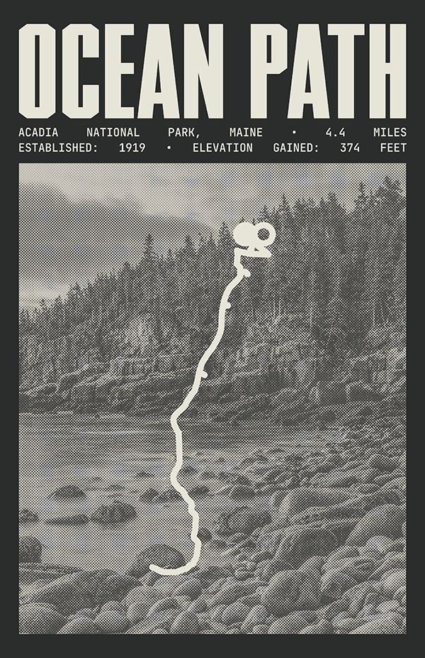 Ocean Path Trail Poster | Acadia National Park Prints