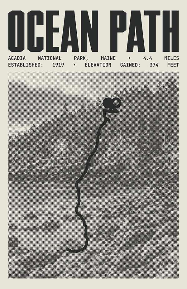 Ocean Path Trail Poster | Acadia National Park Prints