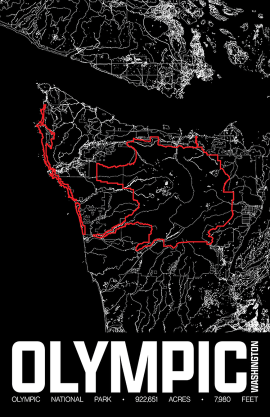 Olympic National Park – Perimeter Map Print