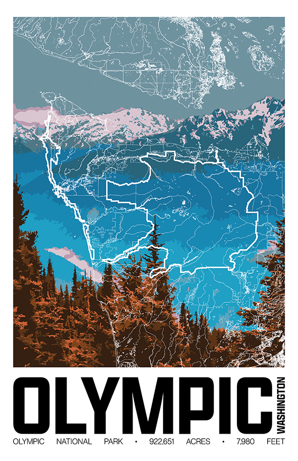 Olympic National Park – Perimeter Map Print