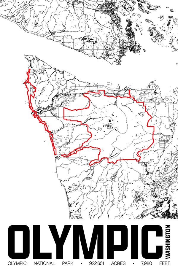 Olympic National Park – Perimeter Map Print