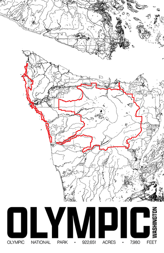 Olympic National Park – Perimeter Map Print