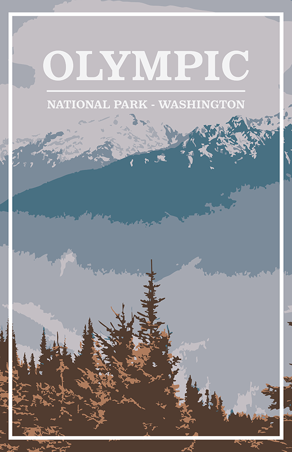 Olympic National Park Print | Vintage Style