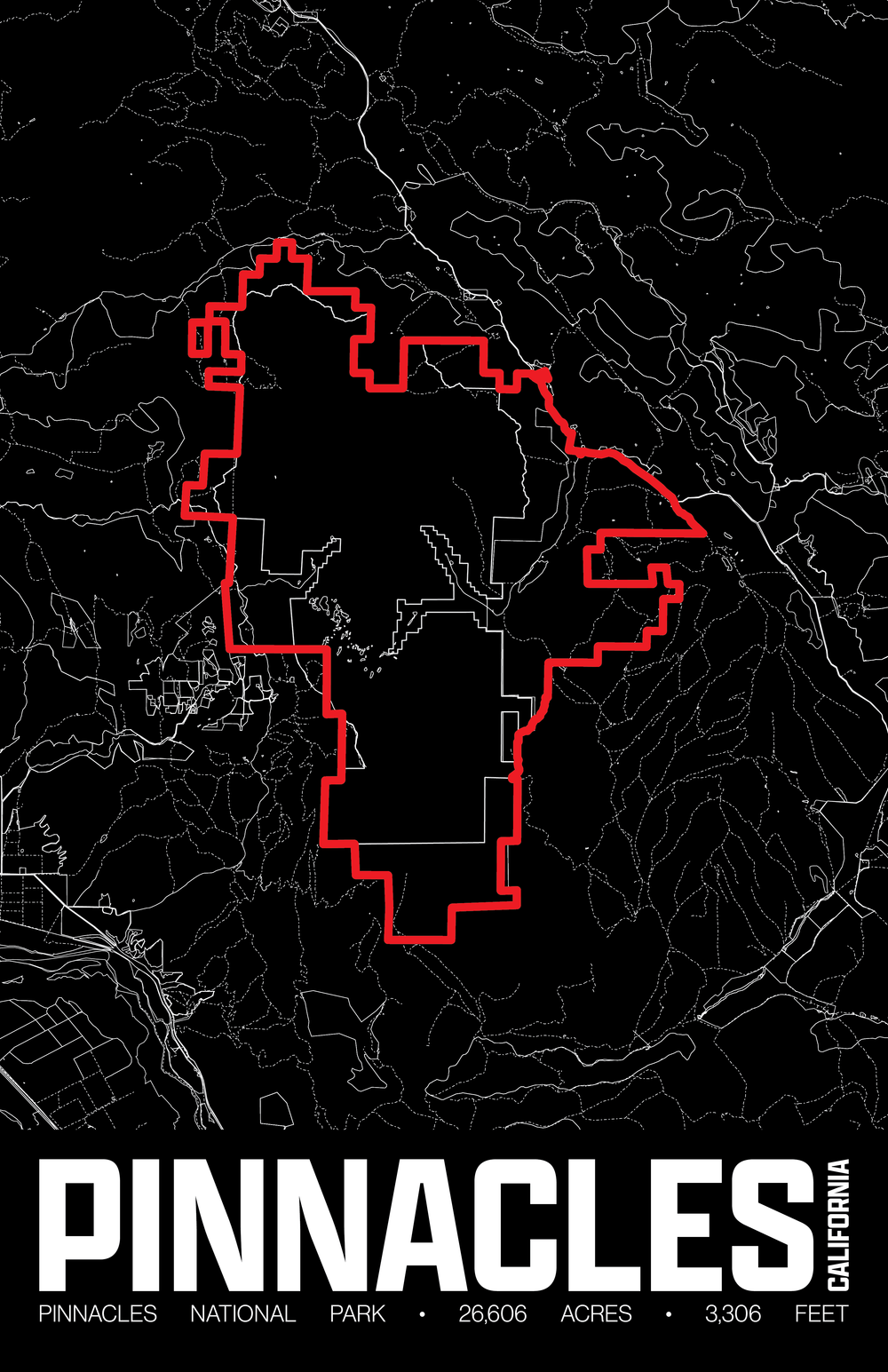 Pinnacles National Park – Perimeter Map Print