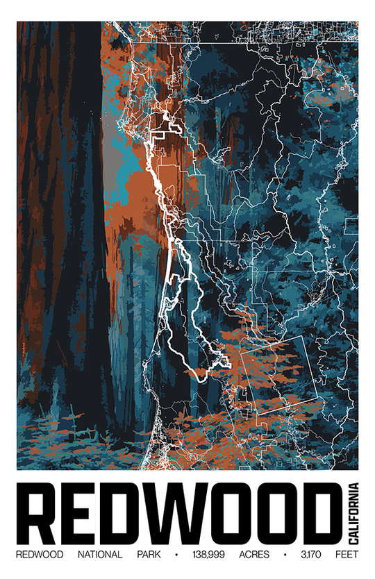 Redwood National Park – Perimeter Map Print