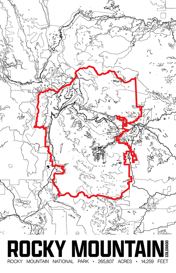 Rocky Mountain National Park – Perimeter Map Print