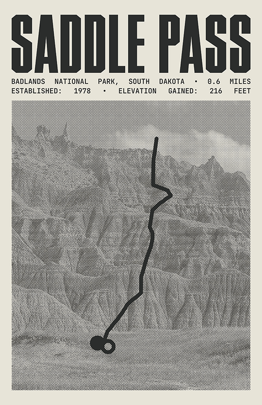 Saddle Pass Trail Poster | Badlands National Park Prints