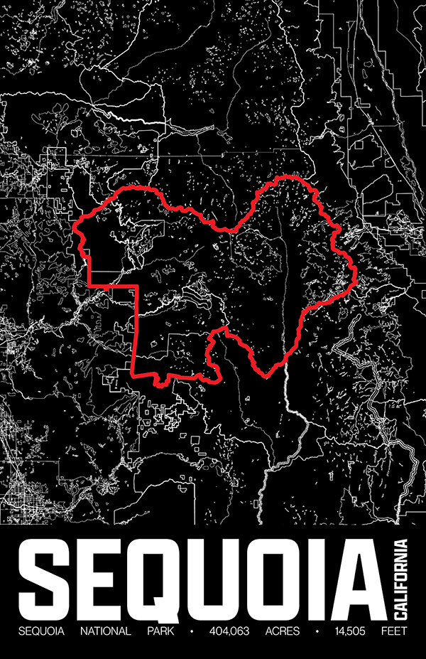 Sequoia National Park – Perimeter Map Print