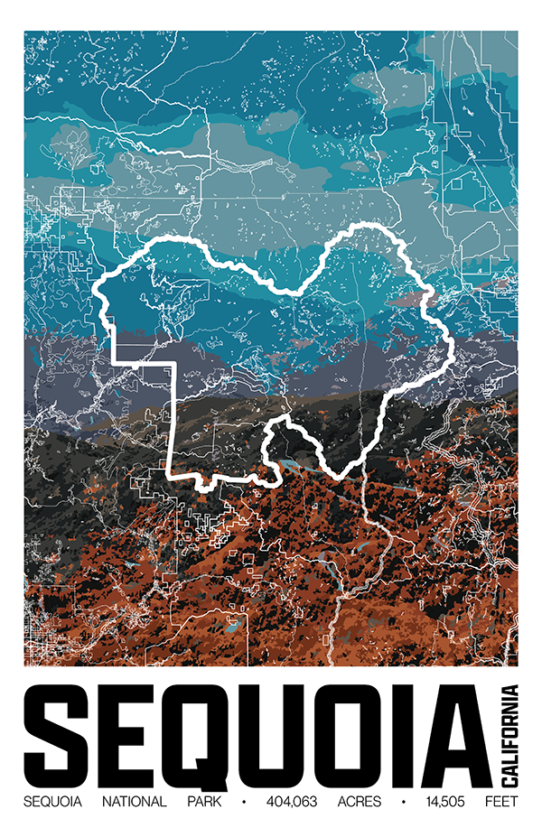 Sequoia National Park – Perimeter Map Print