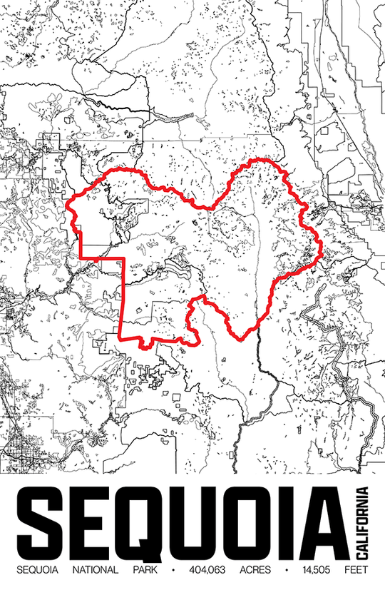 Sequoia National Park – Perimeter Map Print