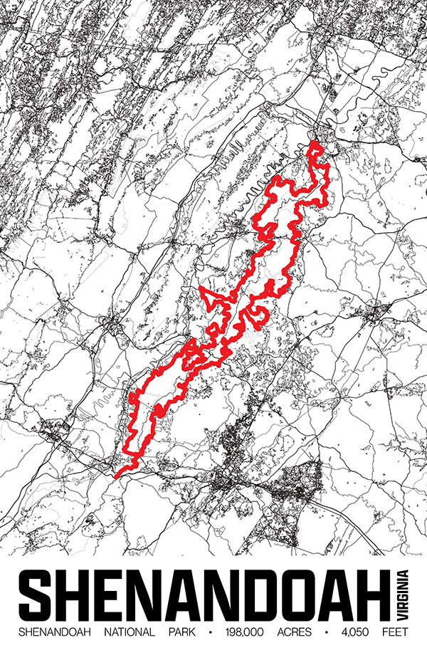 Shenandoah National Park – Perimeter Map Print