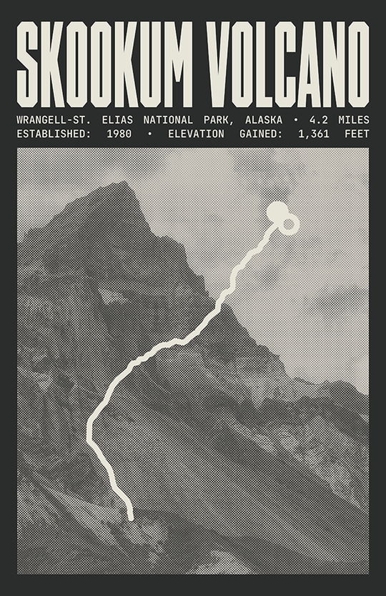 Skookum Volcano Trail Poster | Wrangell-St. Elias National Park Prints