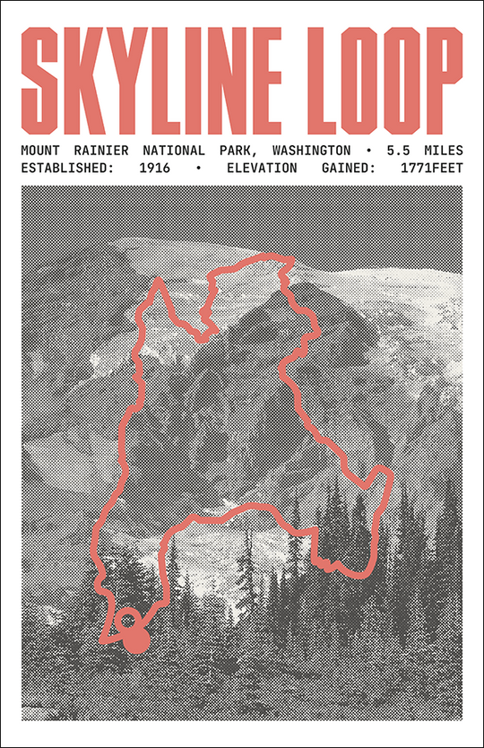 Skyline Loop Poster | Mount Rainier National Park Prints