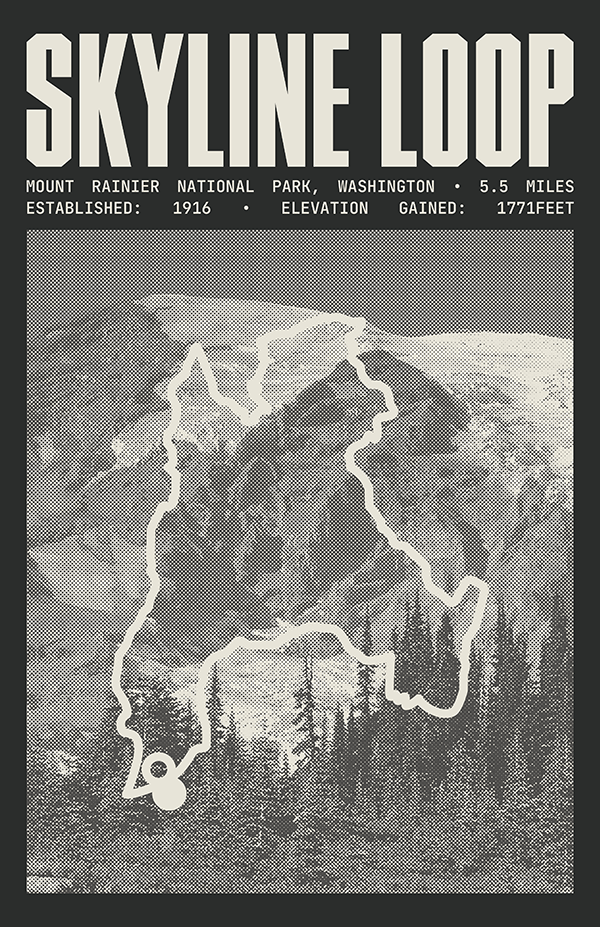 Skyline Loop Poster | Mount Rainier National Park Prints