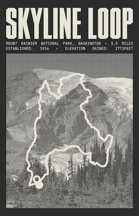 Skyline Loop Poster | Mount Rainier National Park Prints