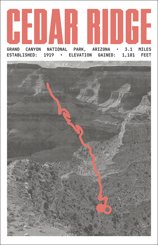 South Kaibab Trail to Cedar Ridge Poster | Grand Canyon National Park Prints