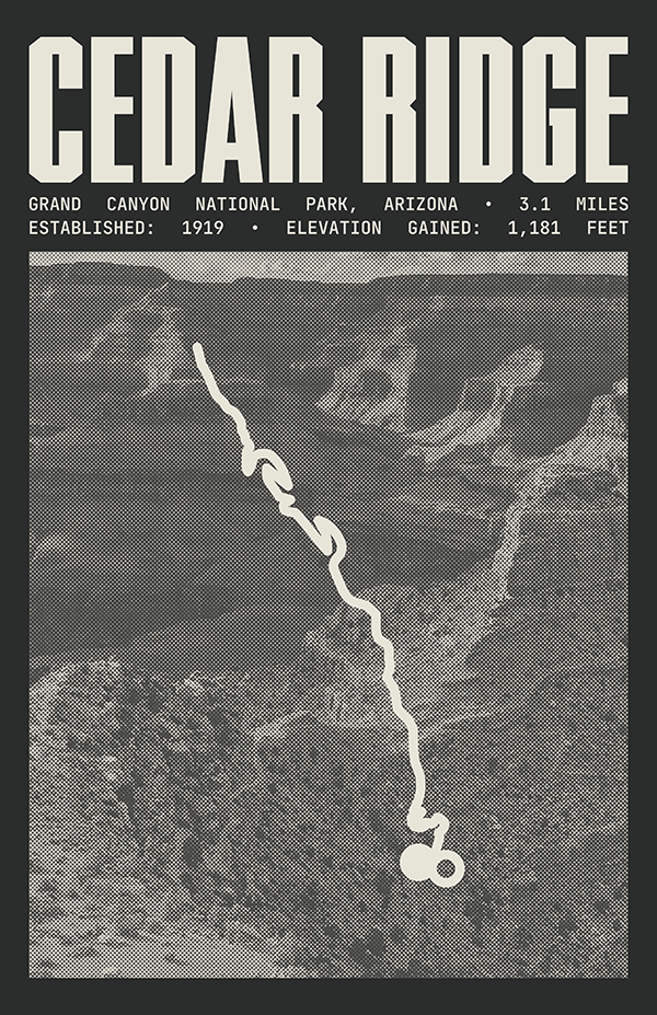 South Kaibab Trail to Cedar Ridge Poster | Grand Canyon National Park Prints