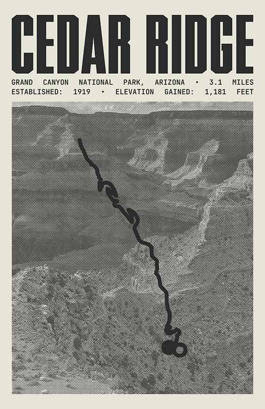 South Kaibab Trail to Cedar Ridge Poster | Grand Canyon National Park Prints