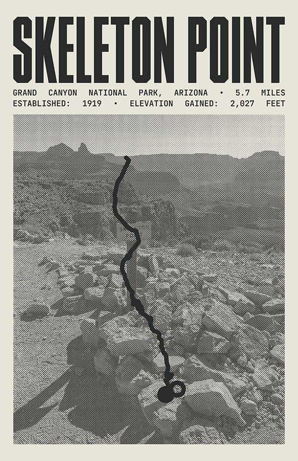 South Kaibab Trail to Skeleton Point Poster | Grand Canyon National Park Prints