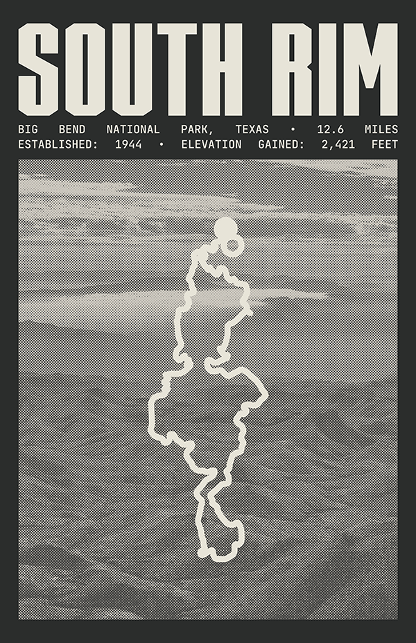 South Rim Trail Loop Poster | Big Bend National Park Prints