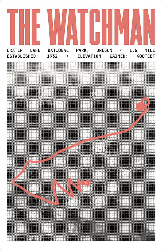 The Watchman Peak Trail Poster | Crater Lake National Park Prints