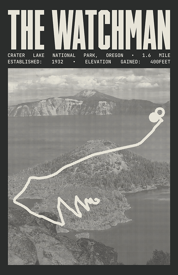 The Watchman Peak Trail Poster | Crater Lake National Park Prints