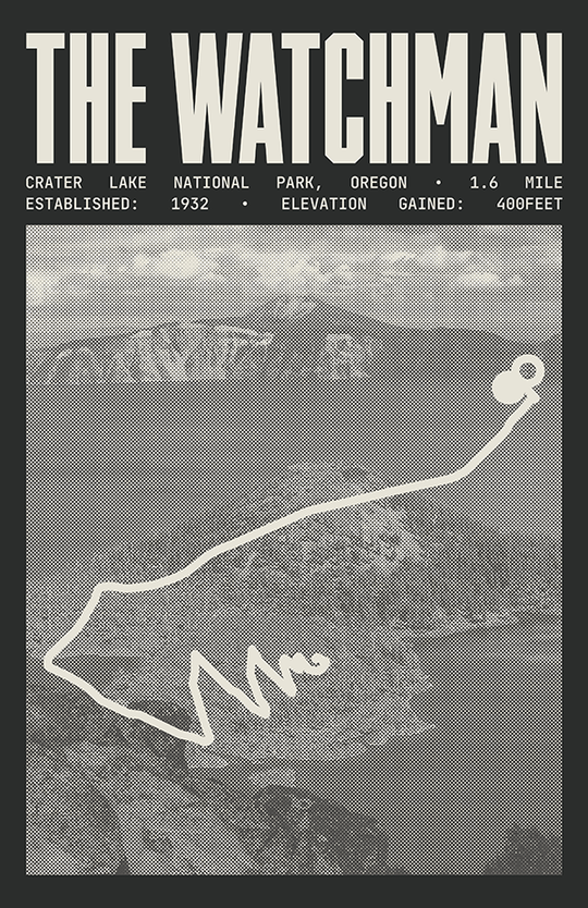 The Watchman Peak Trail Poster | Crater Lake National Park Prints