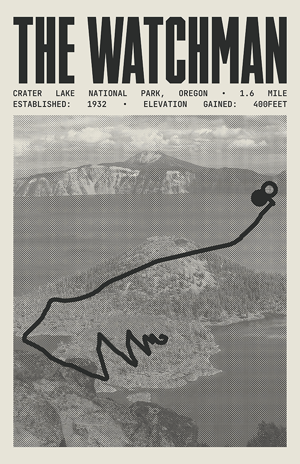 The Watchman Peak Trail Poster | Crater Lake National Park Prints