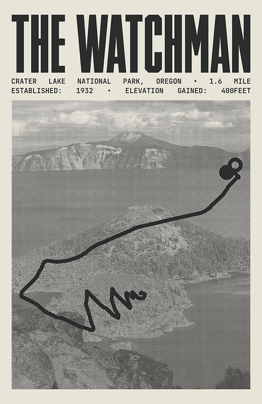 The Watchman Peak Trail Poster | Crater Lake National Park Prints