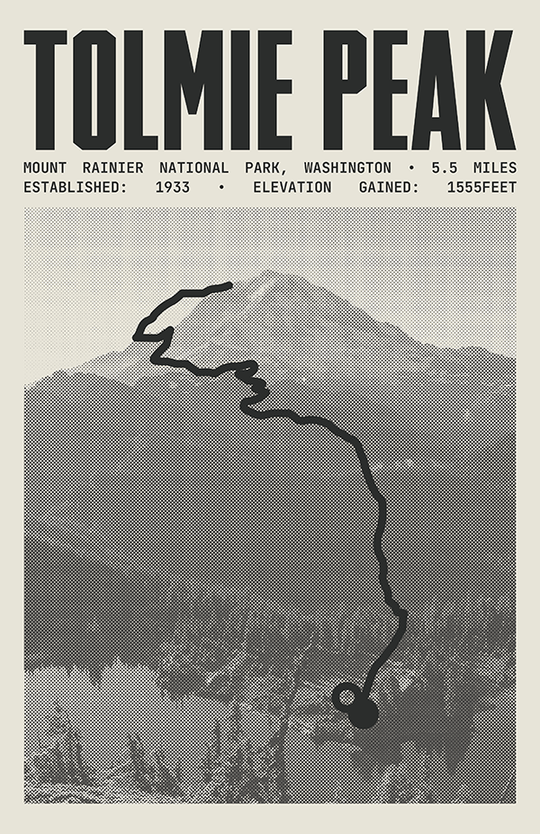 Tolmie Peak Trail Poster | Mount Rainier National Park Prints