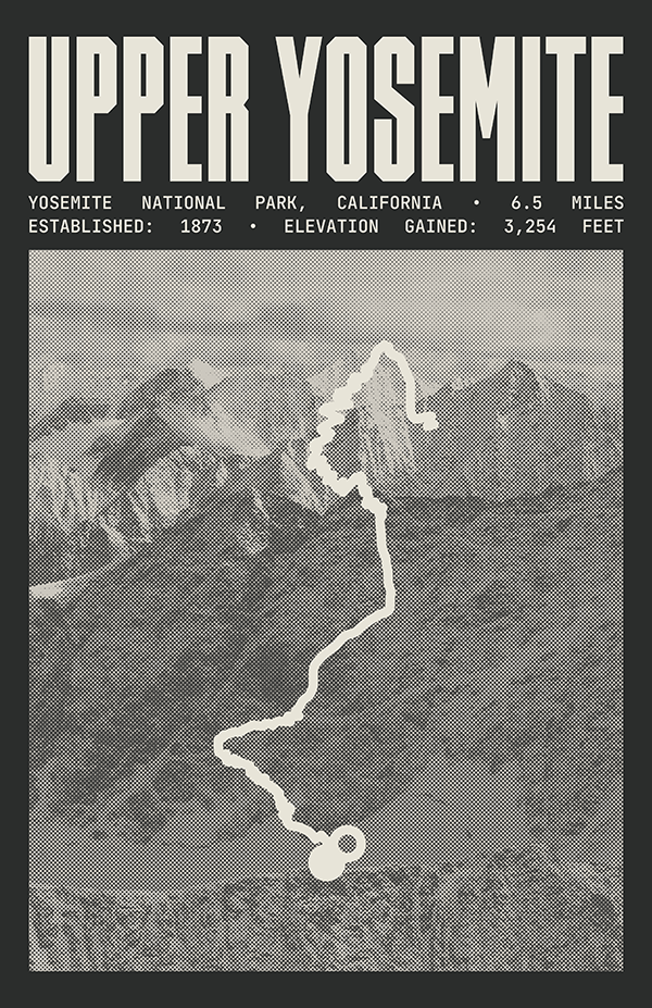 Upper Yosemite Falls Trail Poster | Yosemite National Park Prints