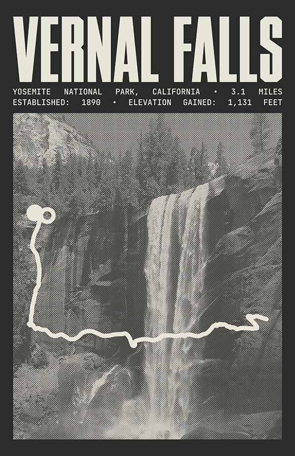 Vernal Falls Poster | Yosemite National Park Prints