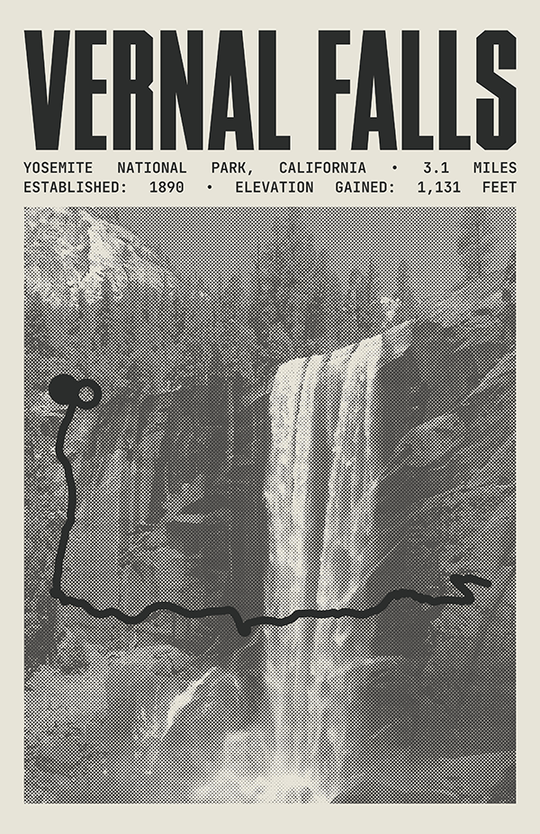 Vernal Falls Poster | Yosemite National Park Prints