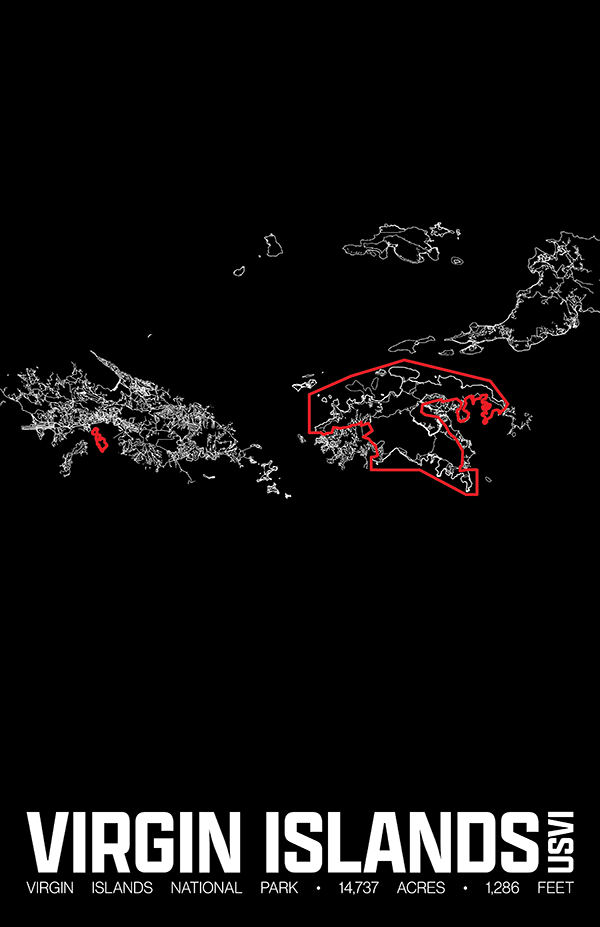 Virgin Islands National Park – Perimeter Map Print