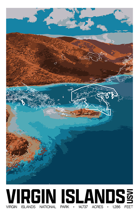 Virgin Islands National Park – Perimeter Map Print