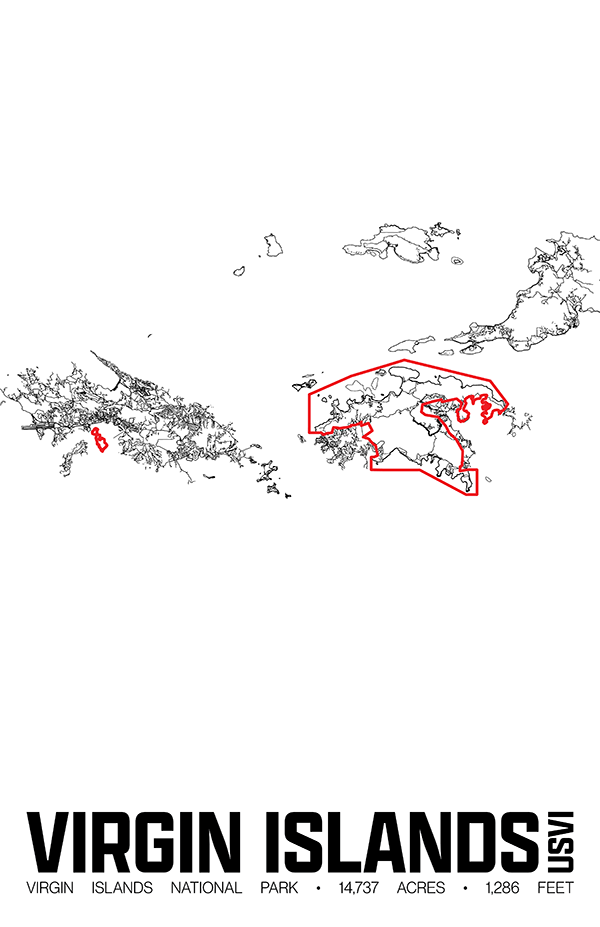 Virgin Islands National Park – Perimeter Map Print