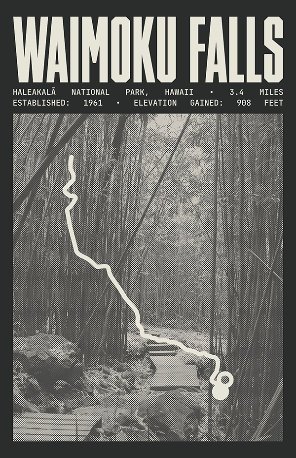 Waimoku Falls via Pipiwai Trail Poster | Haleakalā National Park Prints