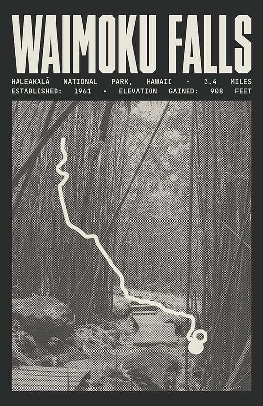 Waimoku Falls via Pipiwai Trail Poster | Haleakalā National Park Prints