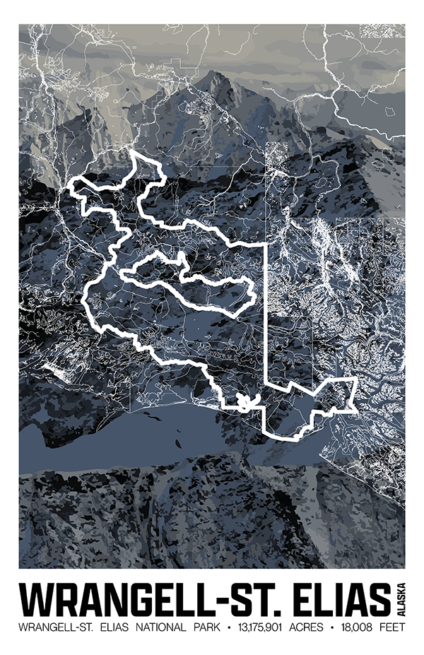 Wrangell-St. Elias National Park – Perimeter Map Print