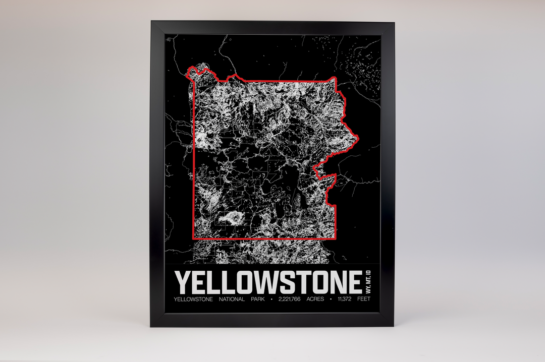 Yellowstone National Park – Perimeter Map Print