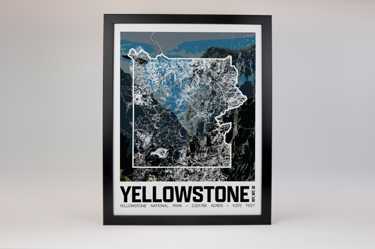 Yellowstone National Park – Perimeter Map Print